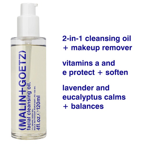  Malin + Goetz Facial Cleansing Oilmultitasking 2-in-1 makeup remover + purifying cleanser. cleansing, protective, anti-aging + nourishing. for ALL skin types. cruelty-free + vegan