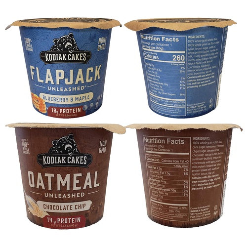  Maple Hills Market Kodiak Cakes On The Go Cups Variety Pack - 12 Different Cups - Caramel Oatmeal, Blueberry Muffin, Cinnamon and Maple Flapjack, Chocolate Fudge Brownie, and More with BONUS Fun Fact