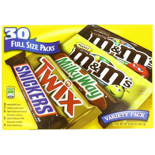  Mars Variety Pack Real Chocolate 30ct Full Size Mixed Singles, 53.66 Ounce