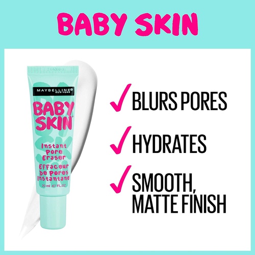  Maybelline New York Maybelline Baby Skin Instant Pore Eraser Primer, Clear, 0.67 Fl Oz (Pack of 1)