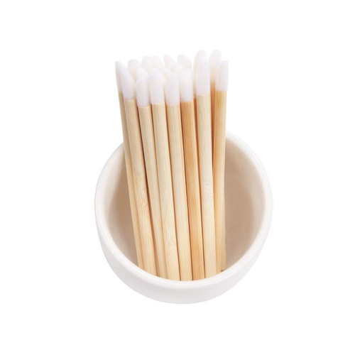  Mekupeu 100 Pcs Disposable Lip Brushes Premium Lipstick Gloss Wands Bamboo Handle Applicator Makeup Tool Kits