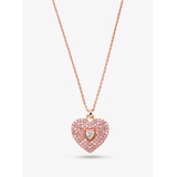 Michael Kors 14K Rose-Gold Plated Sterling Silver Pave Heart Necklace