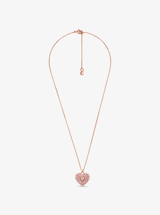 마이클코어스 Michael Kors 14K Rose-Gold Plated Sterling Silver Pave Heart Necklace