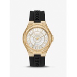 Michael Kors Oversized Lennox Pave Gold-Tone and Silicone Watch