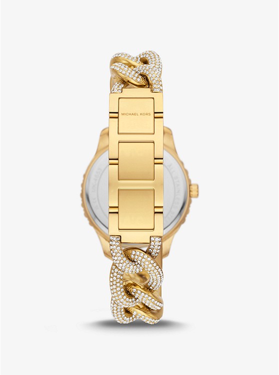 마이클코어스 Michael Kors Layton Pave Gold-Tone Curb-Link Watch