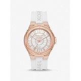 Michael Kors Oversized Lennox Pave Rose Gold-Tone and Silicone Watch