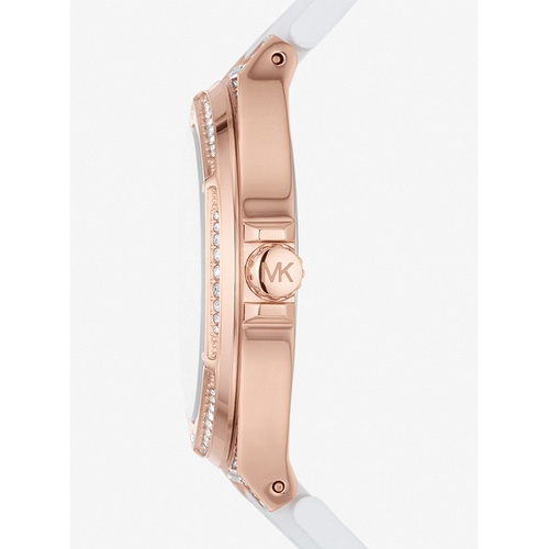 마이클코어스 Michael Kors Oversized Lennox Pave Rose Gold-Tone and Silicone Watch