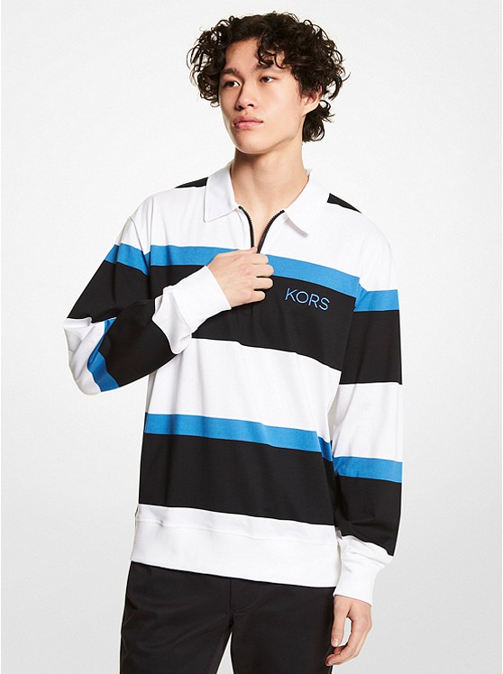 Michael Kors Mens Striped Cotton Jersey Rugby Sweater