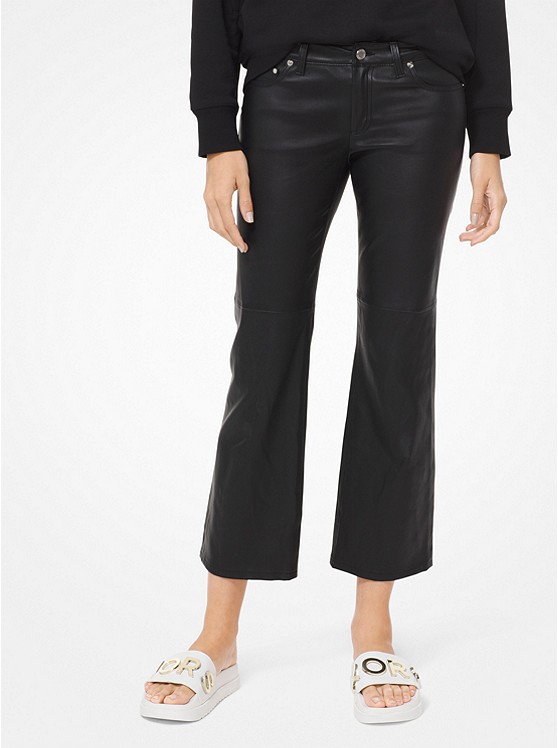 MICHAEL Michael Kors Izzy Leather Cropped Flared Pants