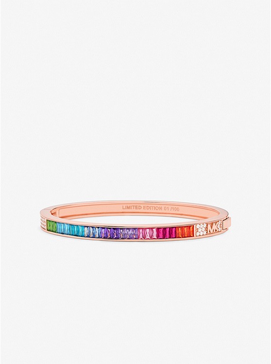 마이클코어스 Michael Kors PRIDE Limited-Edition 14K Rose Gold-Plated Rainbow Pave Logo Bangle
