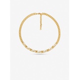 Michael Kors 14K Gold-Plated Brass Pave Logo Chain Necklace