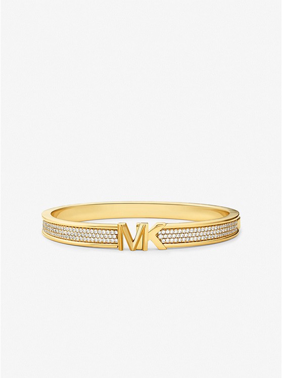 마이클코어스 Michael Kors 14K Gold-Plated Brass Pave Logo Bangle