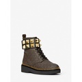 MICHAEL Michael Kors Haskell Studded Leather and Logo Combat Boot