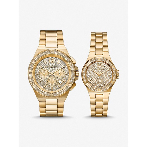마이클코어스 Michael Kors Lennox His and Hers Pave Gold-Tone Watch Set