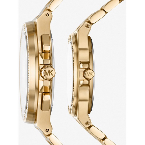 마이클코어스 Michael Kors Lennox His and Hers Pave Gold-Tone Watch Set