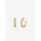 Michael Kors 14K Gold-Plated Brass Pave Logo Large Hoop Earrings