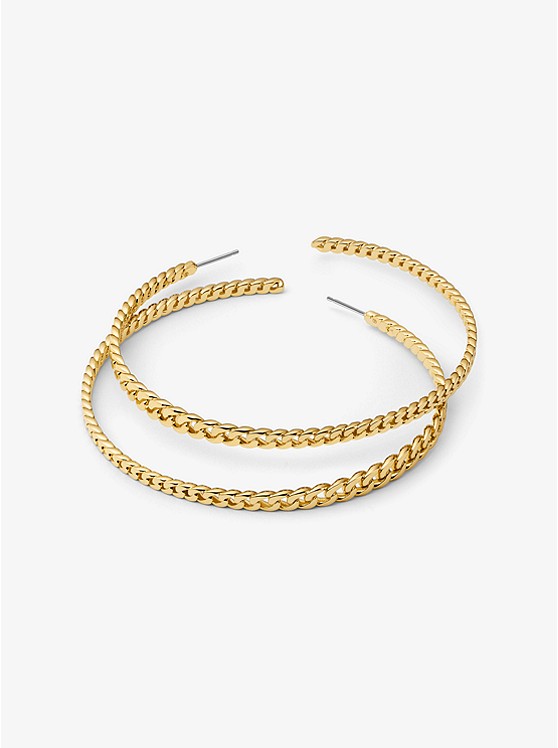 마이클코어스 Michael Kors 14K Gold-Plated Brass Curb Link Hoop Earrings