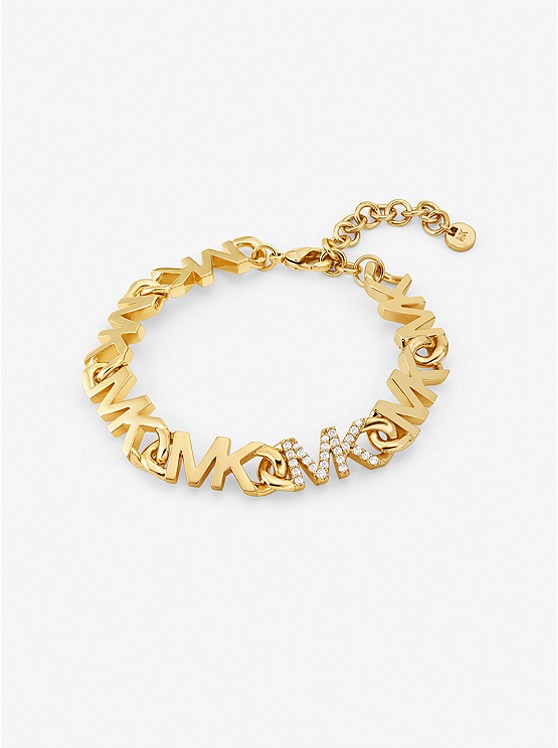 Michael Kors 14K Gold Plated-Plated Brass Pave Logo Chain Bracelet