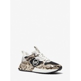 MICHAEL Michael Kors Theo Embellished Snake Embossed Leather and Canvas Trainer
