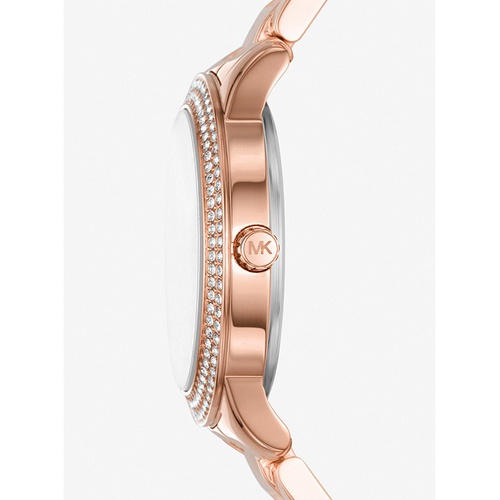 마이클코어스 Michael Kors Mini Tibby Rose Gold-Tone Pave Watch and Bracelet Gift Set