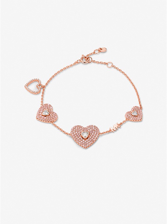 마이클코어스 Michael Kors 14K Rose Gold-Plated Sterling Silver Pave Heart Bracelet