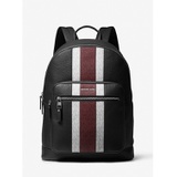 Michael Kors Mens Hudson Pebbled Leather and Logo Stripe Backpack