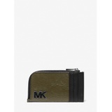 Michael Kors Mens Hudson Two-Tone Leather Zip-Around Card Case