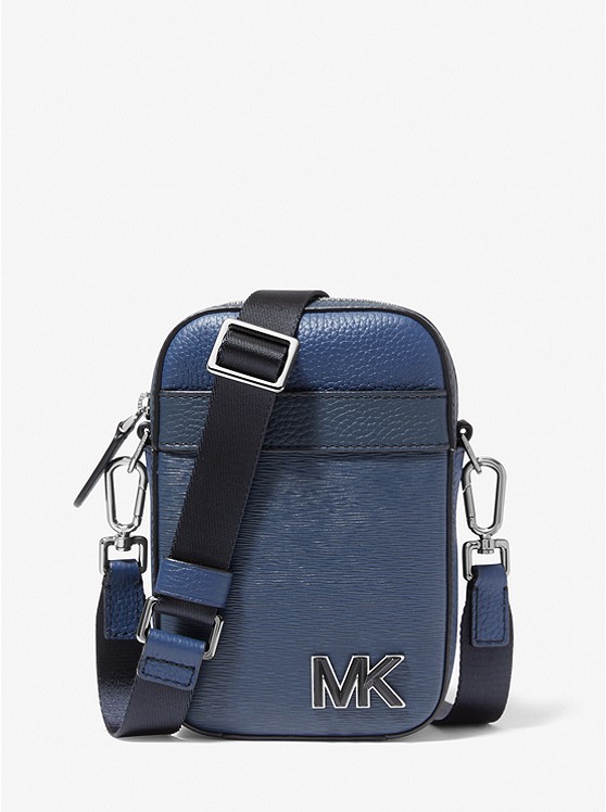 Michael Kors Mens Hudson Color-Block Leather Smartphone Crossbody Bag
