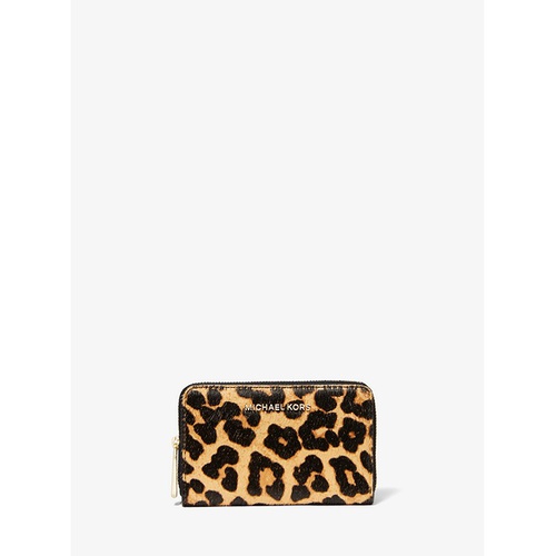 마이클코어스 MICHAEL Michael Kors Small Leopard-Print Calf Hair Wallet