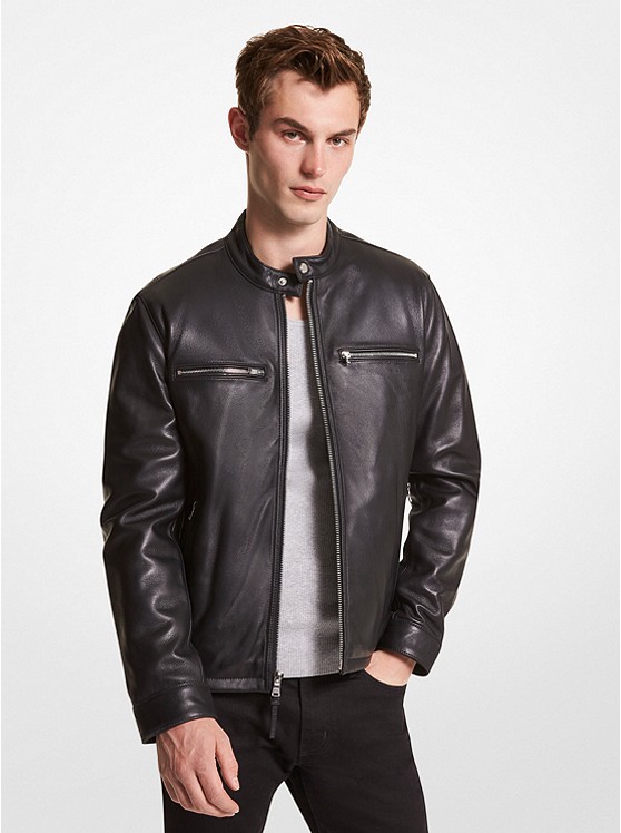마이클코어스 Michael Kors Mens Leather Moto Jacket
