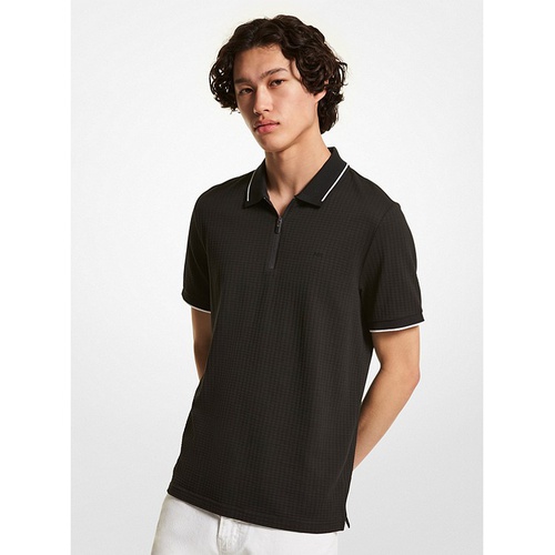 마이클코어스 Michael Kors Mens Waffle-Knit Cotton Polo Shirt