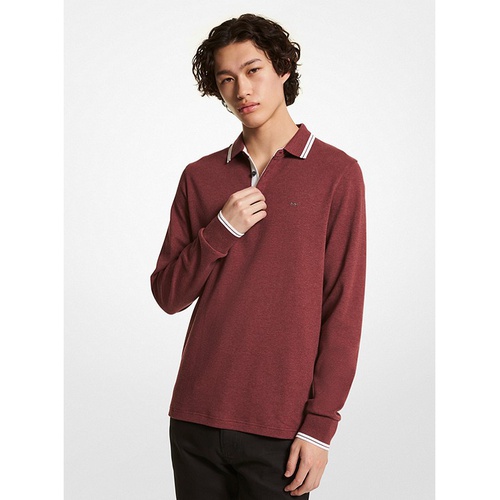 마이클코어스 Michael Kors Mens Greenwich Cotton Polo Long-Sleeve Shirt