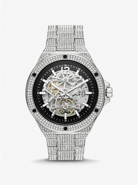 마이클코어스 Michael Kors Limited-Edition Oversized Lennox Pave Silver-Tone Watch