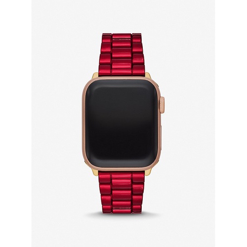 마이클코어스 Michael Kors Red-Coated Stainless Steel Strap For Apple Watch