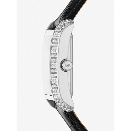 마이클코어스 Michael Kors Mini Emery Pave Silver-Tone and Crocodile Embossed Leather Watch