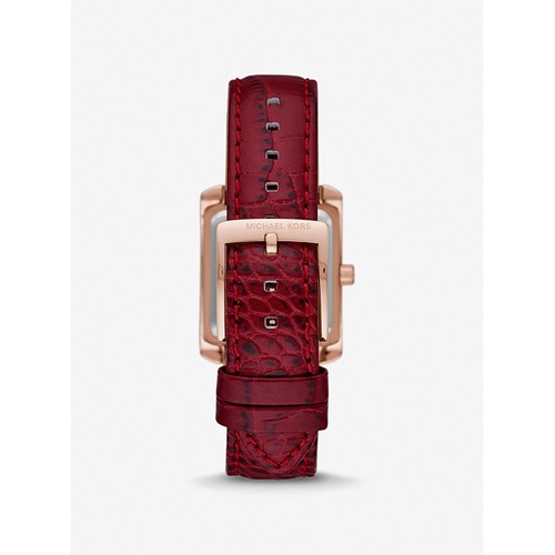 마이클코어스 Michael Kors Mini Emery Pave Rose Gold-Tone and Crocodile Embossed Leather Watch