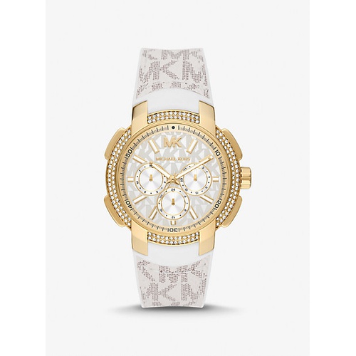마이클코어스 Michael Kors Layton Pave Gold-Tone Logo Watch