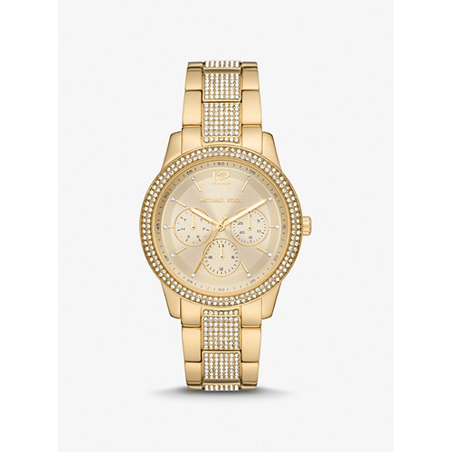 마이클코어스 Michael Kors Layton Pave Gold-Tone Logo Watch