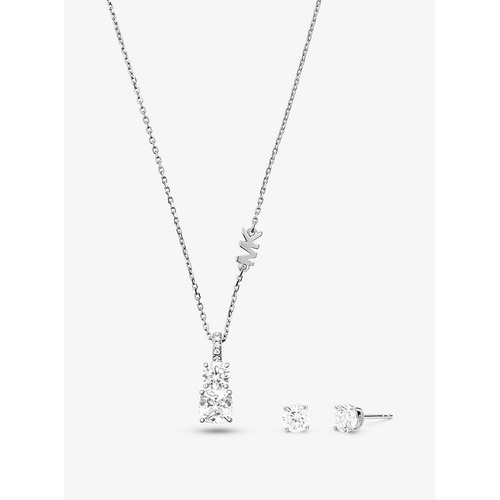마이클코어스 Michael Kors Precious Metal-Plated Sterling Silver Stone Necklace and Stud Earrings Set