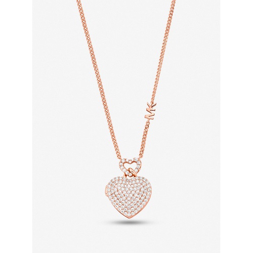 마이클코어스 Michael Kors Precious Metal-Plated Sterling Silver Heart Pave Locket Necklace