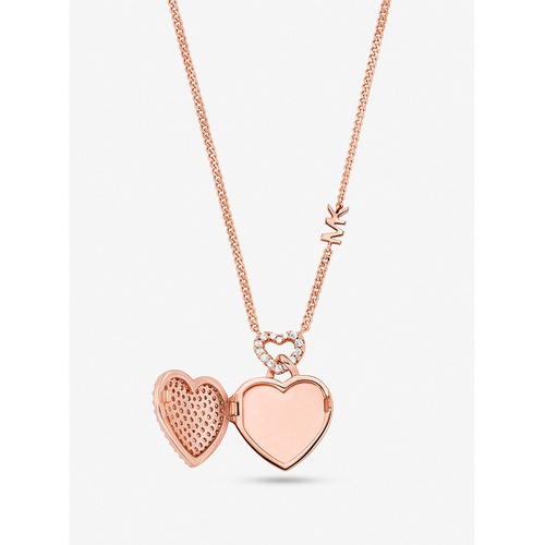 마이클코어스 Michael Kors Precious Metal-Plated Sterling Silver Heart Pave Locket Necklace