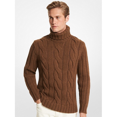 마이클코어스 Michael Kors Mens Cable Merino Wool Turtleneck Sweater