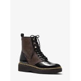 MICHAEL Michael Kors Haskell Crinkled Leather and Logo Combat Boot