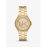 Michael Kors Lennox Pave Logo Gold-Tone Logo Watch