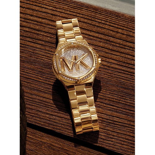 마이클코어스 Michael Kors Lennox Pave Logo Gold-Tone Logo Watch
