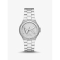 Michael Kors Lennox Pave Logo Silver-Tone Watch