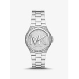 Michael Kors Lennox Pave Logo Silver-Tone Watch