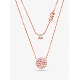 Michael Kors 14K Rose Gold-Plated Sterling Silver Pave Disc Layering Necklace