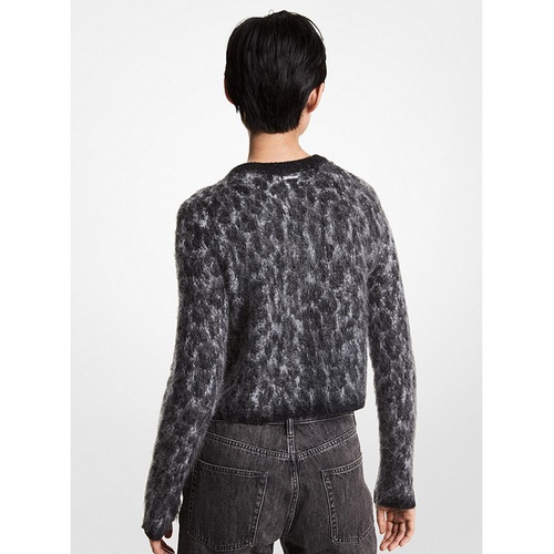 마이클코어스 MICHAEL Michael Kors Leopard Jacquard Cropped Sweater