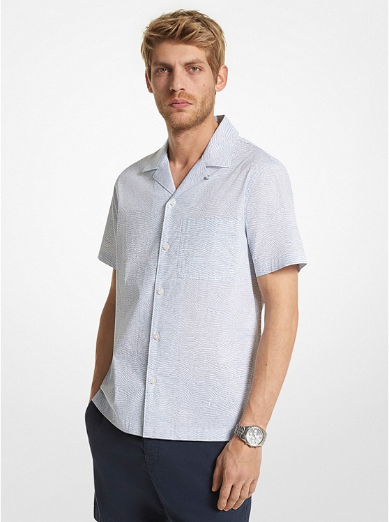 마이클코어스 Michael Kors Mens Printed Stretch Cotton Short-Sleeve Shirt